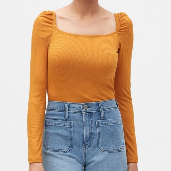 Banana Republic Tops - Banana Republic Ribbed Square Neck Long Sleeve Top